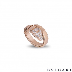 Bvlgari Rose Gold Diamond Serpenti Ring